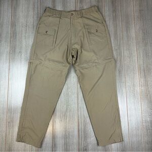VTG Y2K Rail Riders Pants Mens S Cargo Convertible Zip-Off 32x30 Beige *flaw
